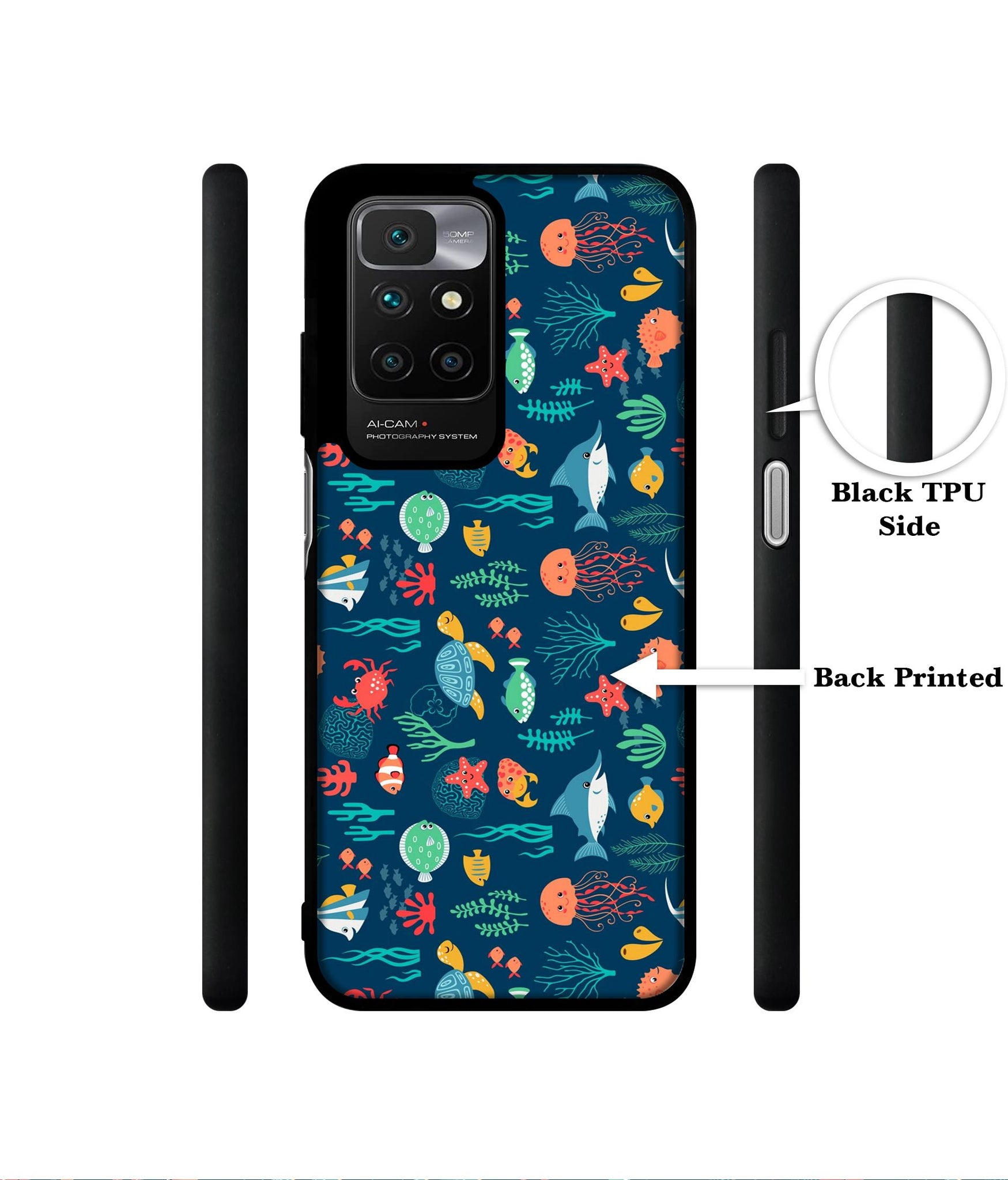 Aquarium Texture Designer 2D Printed Back Case Cover for Mi Redmi 10 4G