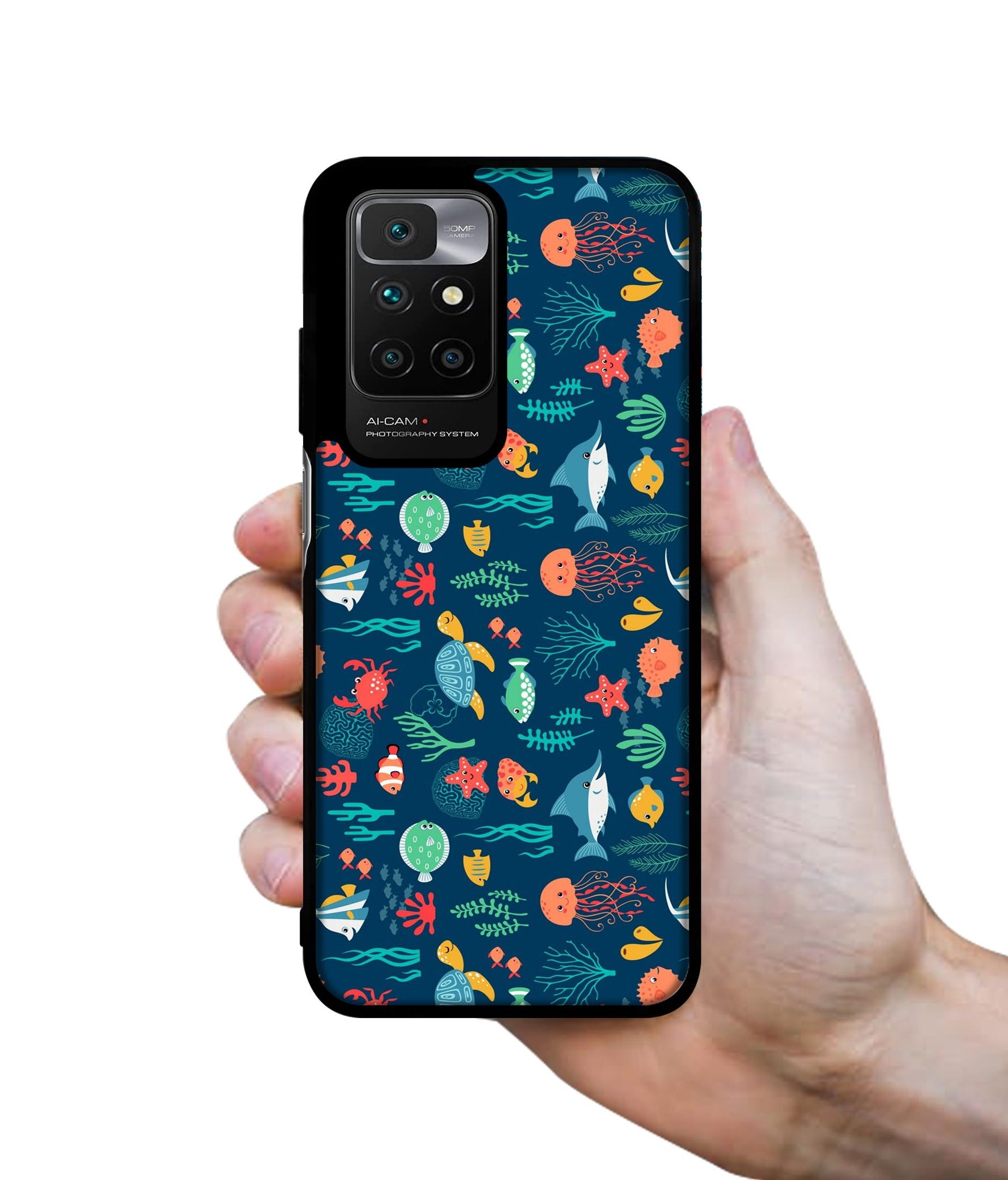 Aquarium Texture Designer 2D Printed Back Case Cover for Mi Redmi 10 4G