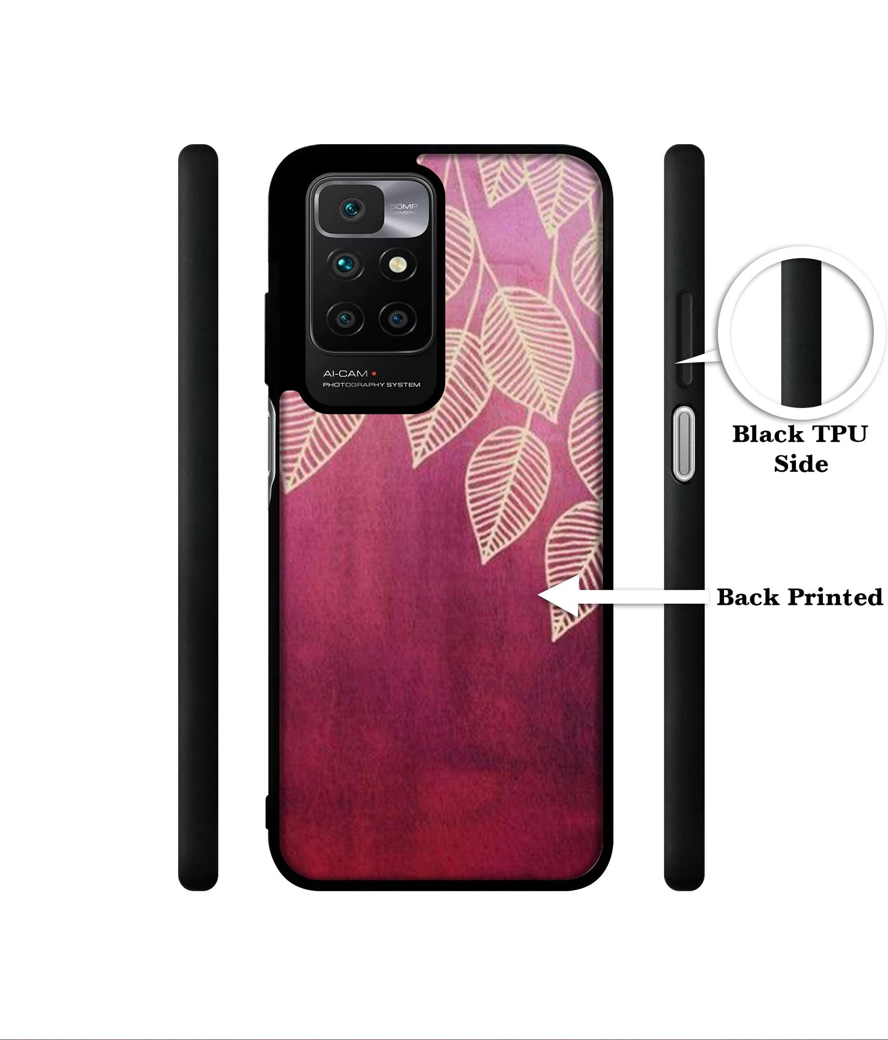 Leaf Pattern Designer 2D Printed Back Case Cover for Mi Redmi 10 4G