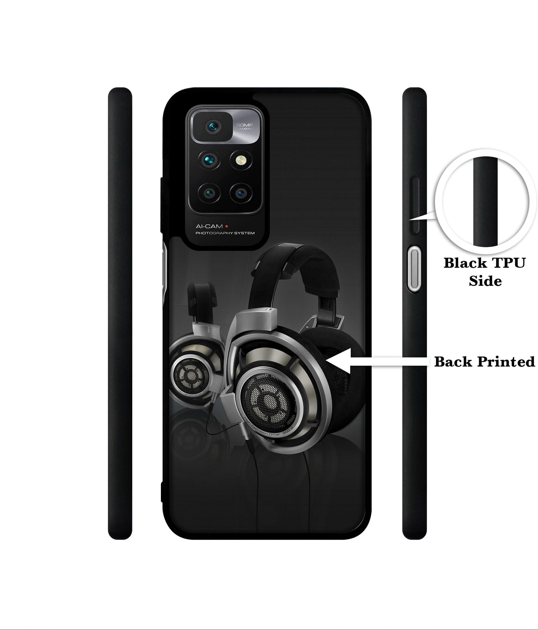 Head Phone Designer 2D Printed Back Case Cover for Mi Redmi 10 4G