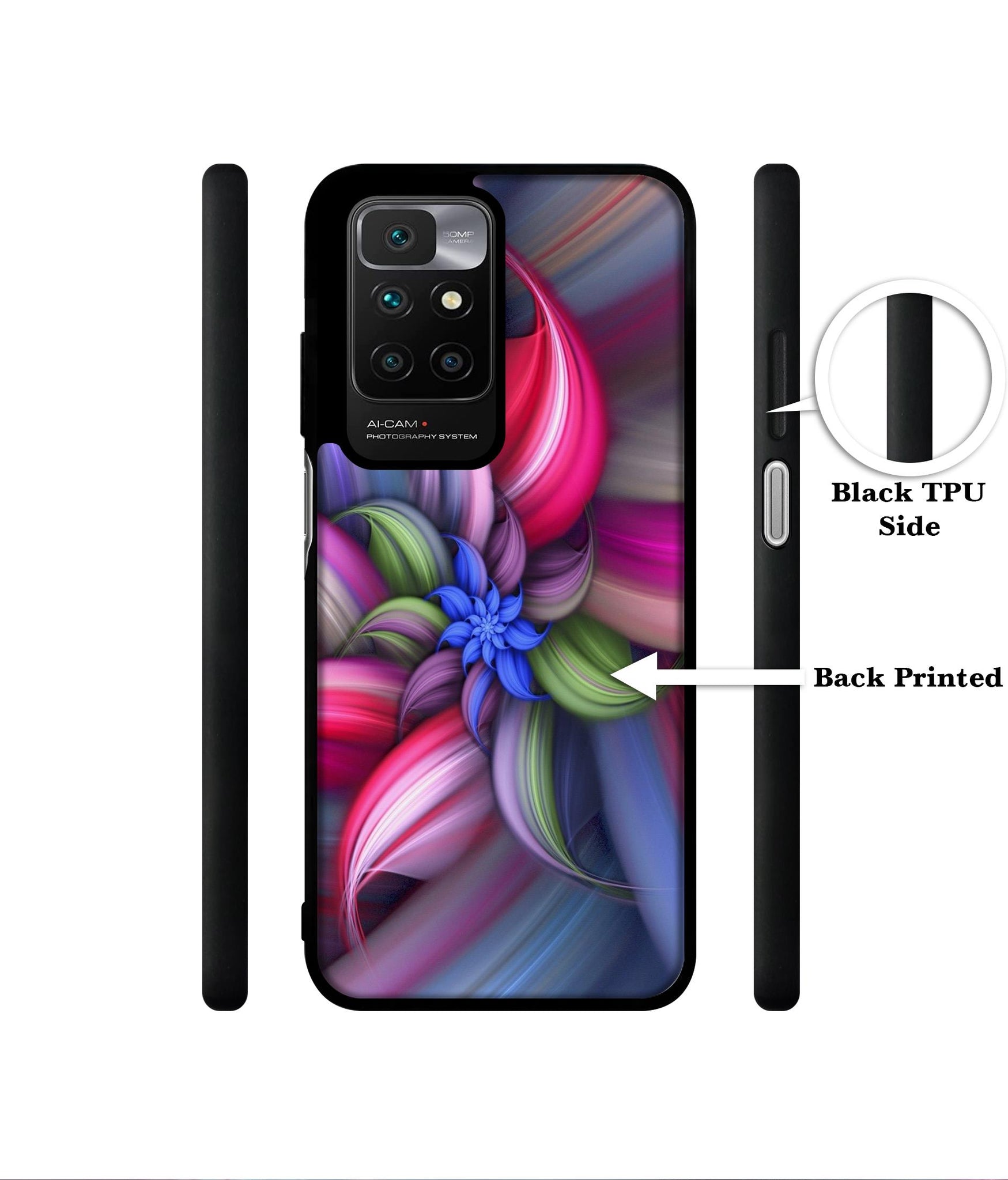 Colorful Flower Designer 2D Printed Back Case Cover for Mi Redmi 10 4G