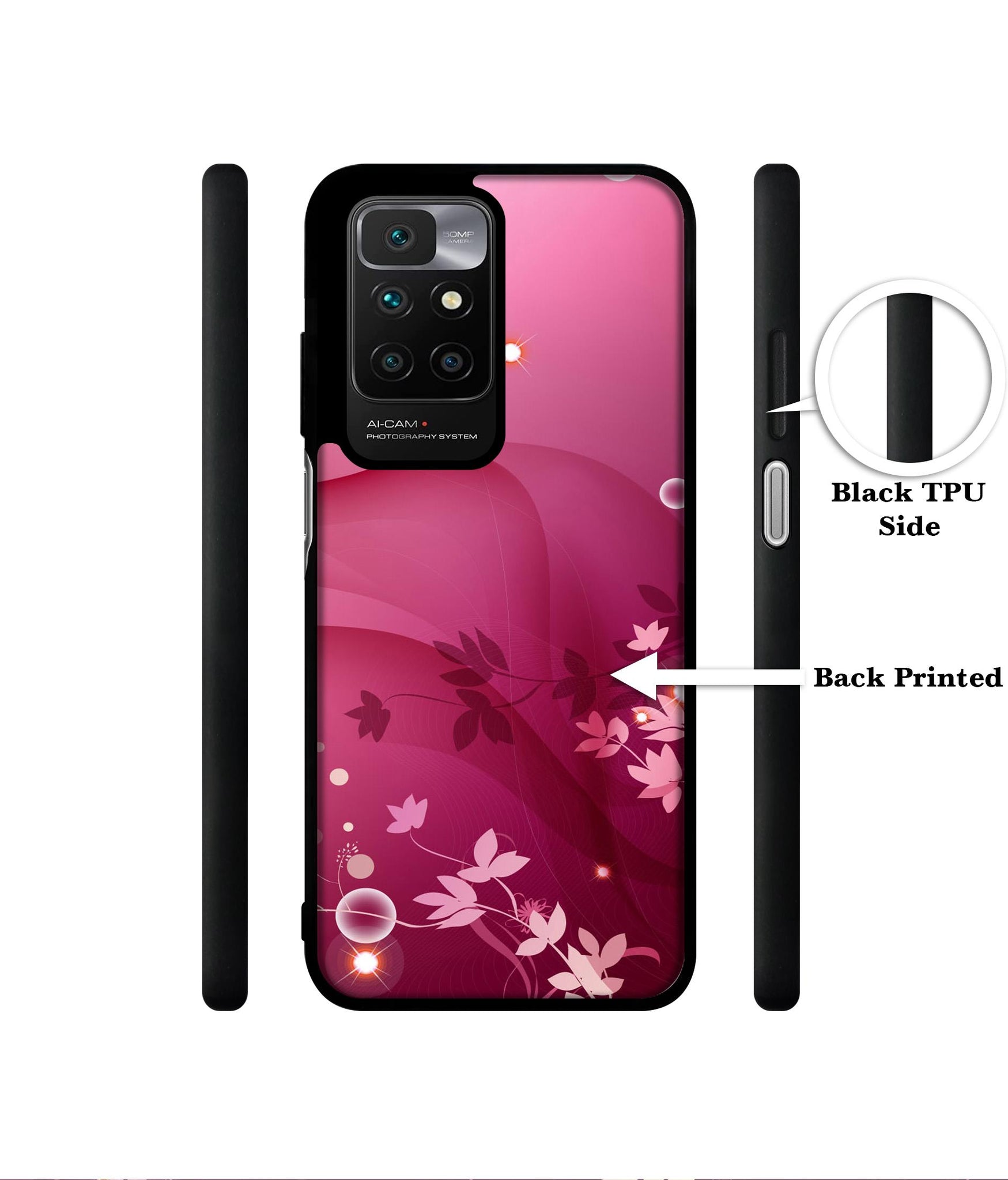 Pink Abstract Designer 2D Printed Back Case Cover for Mi Redmi 10 4G