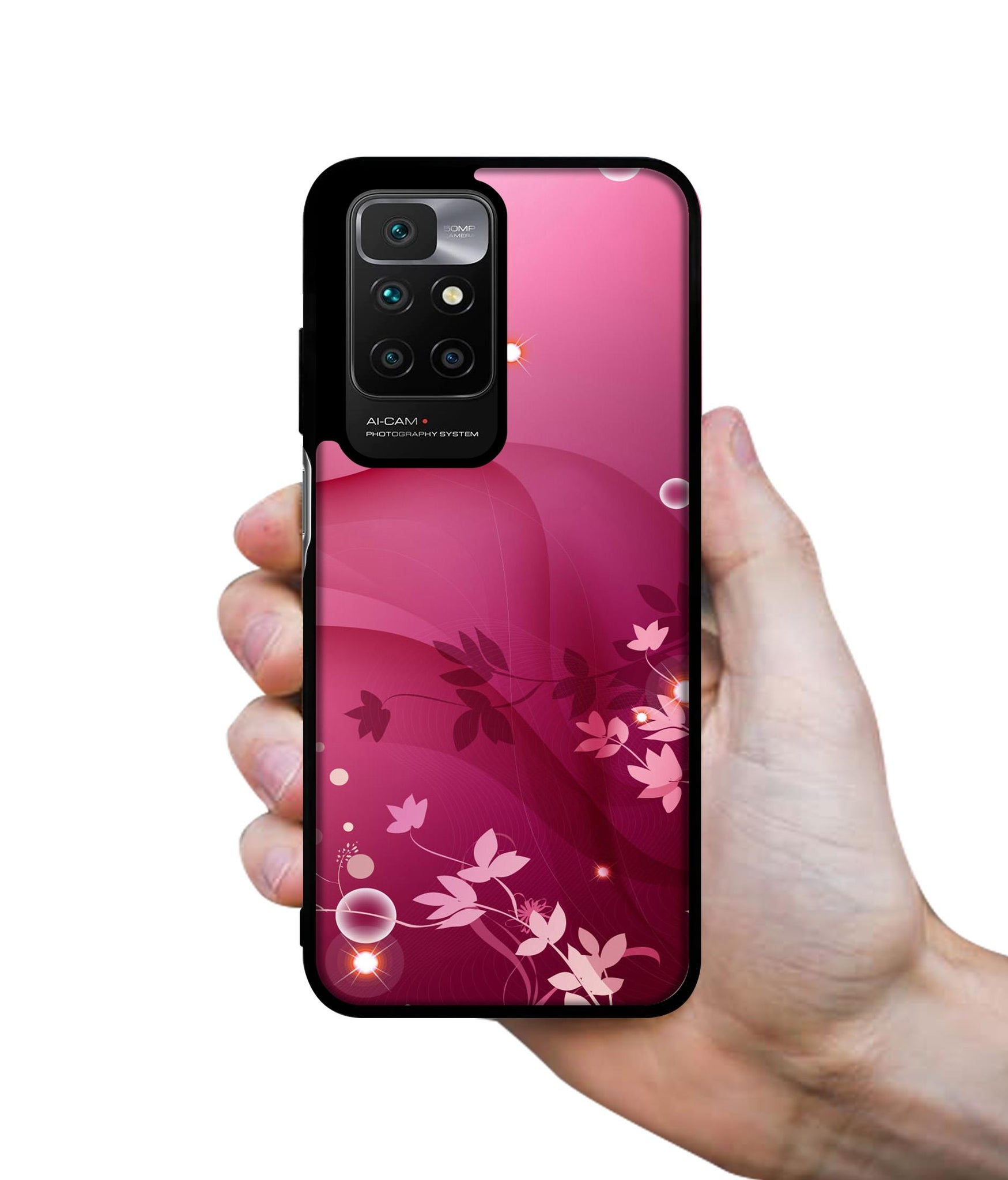 Pink Abstract Designer 2D Printed Back Case Cover for Mi Redmi 10 4G