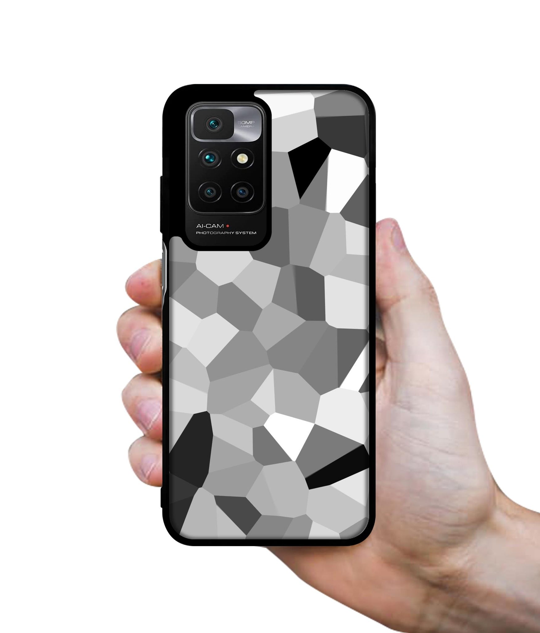 Black & White Mathematical Shape Designer 2D Printed Back Case Cover for Mi Redmi 10 4G