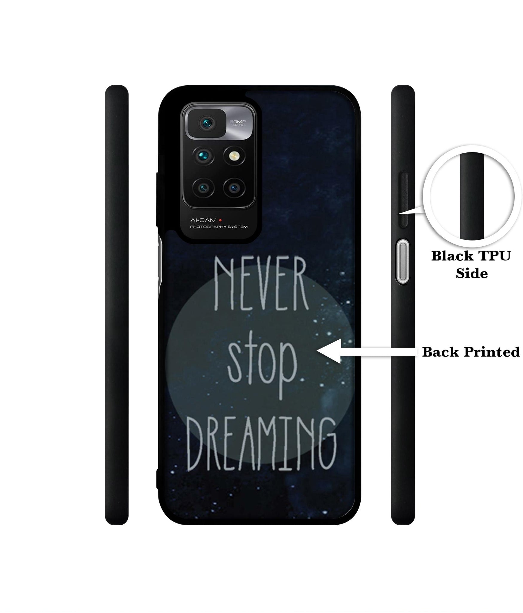 Never Stop Dreaming Designer 2D Printed Back Case Cover for Mi Redmi 10 4G
