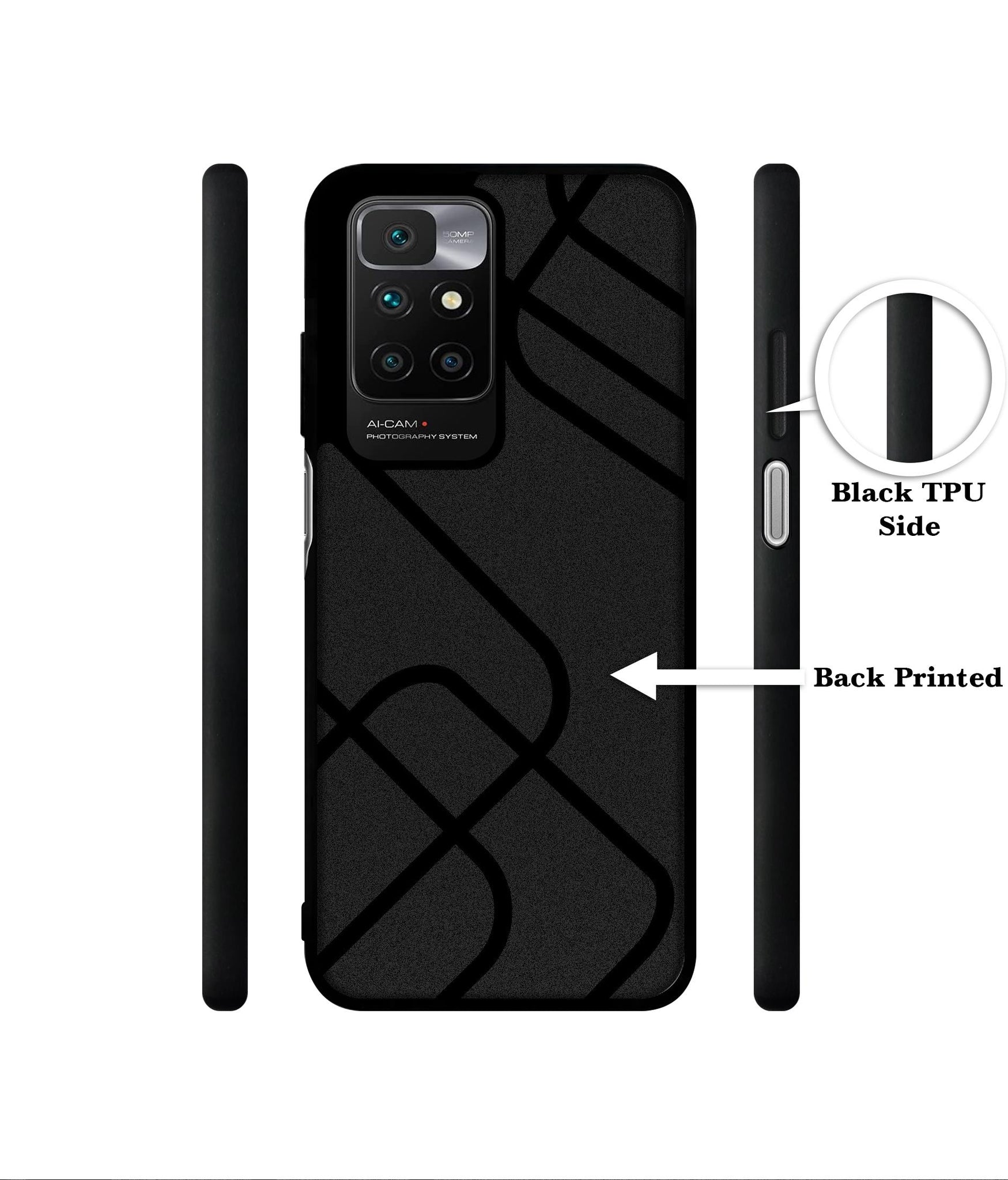 Zig-Zag Black Line Designer 2D Printed Back Case Cover for Mi Redmi 10 4G