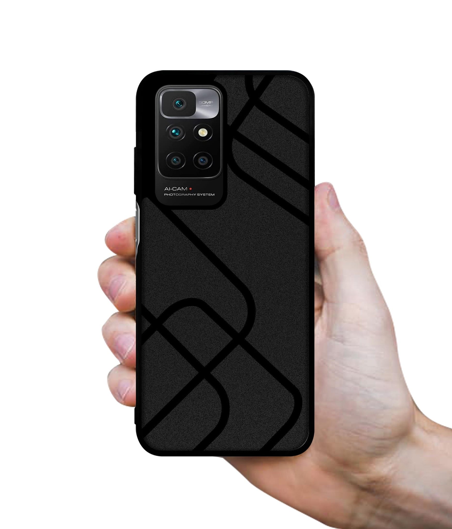 Zig-Zag Black Line Designer 2D Printed Back Case Cover for Mi Redmi 10 4G