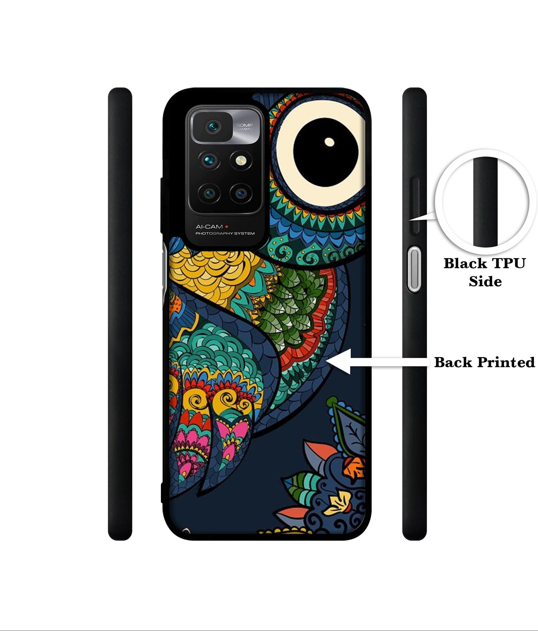 Owl Illustration Designer 2D Printed Back Case Cover for Mi Redmi 10 4G