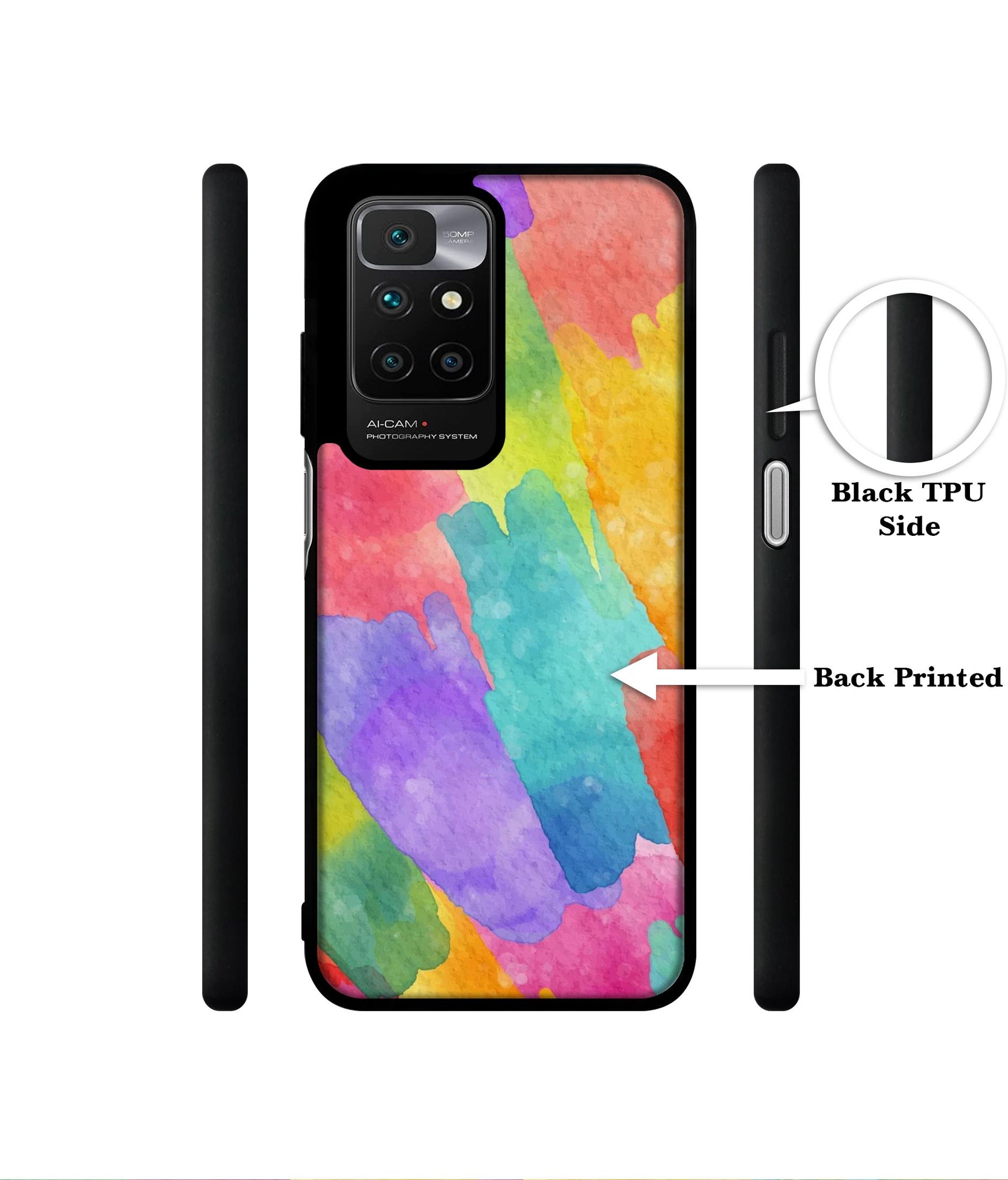 Water Paint Colorful Abstract Designer 2D Printed Back Case Cover for Mi Redmi 10 4G