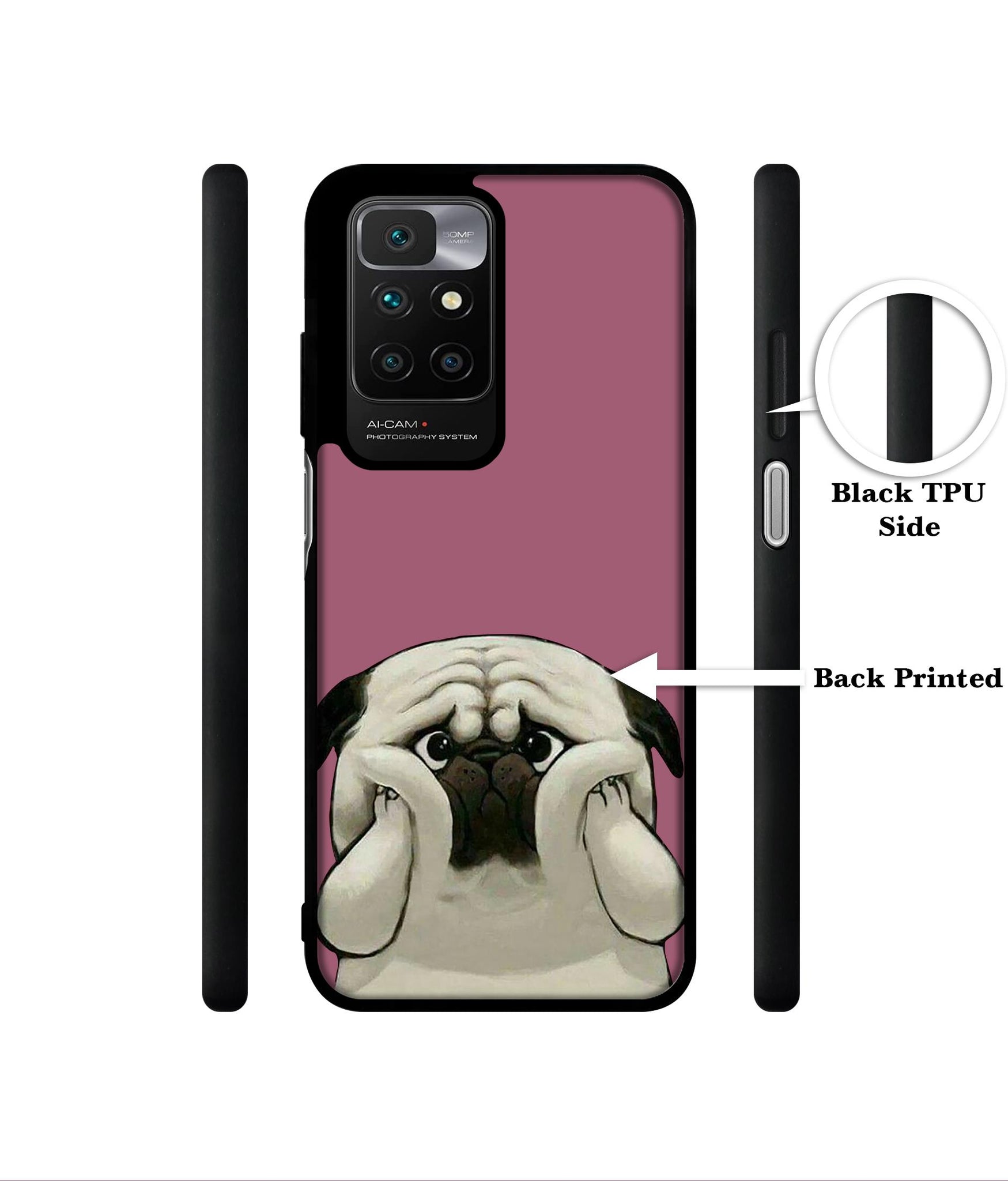 Cute Pug Holding Big Cheeks Designer 2D Printed Back Case Cover for Mi Redmi 10 4G