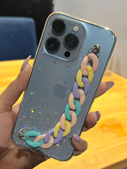 Soft Glitter Case with Chain Holder for iPhone