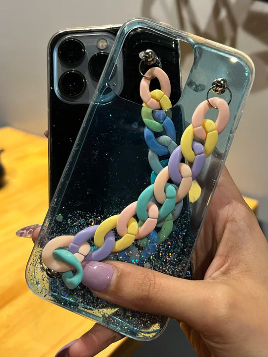 Soft Glitter Case with Chain Holder for iPhone