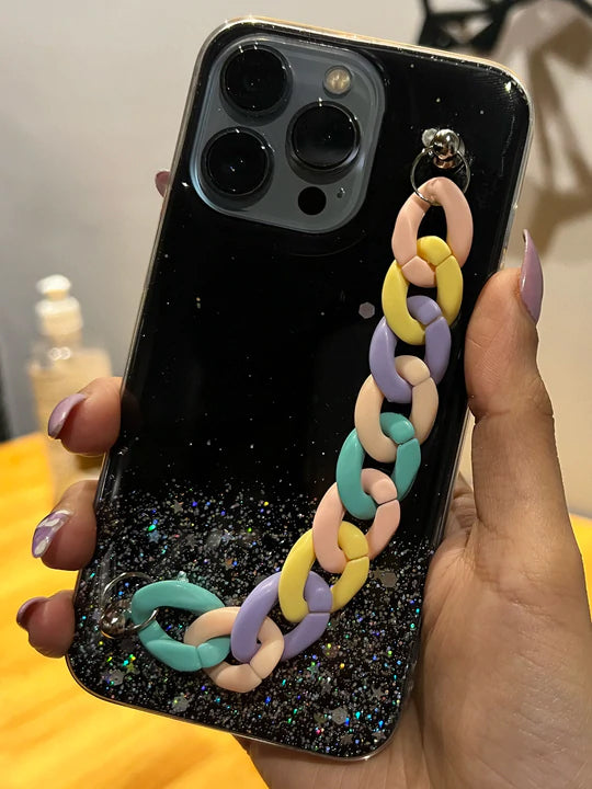 Soft Glitter Case with Chain Holder for iPhone