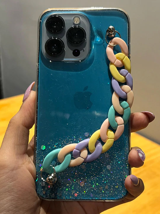 Soft Glitter Case with Chain Holder for iPhone