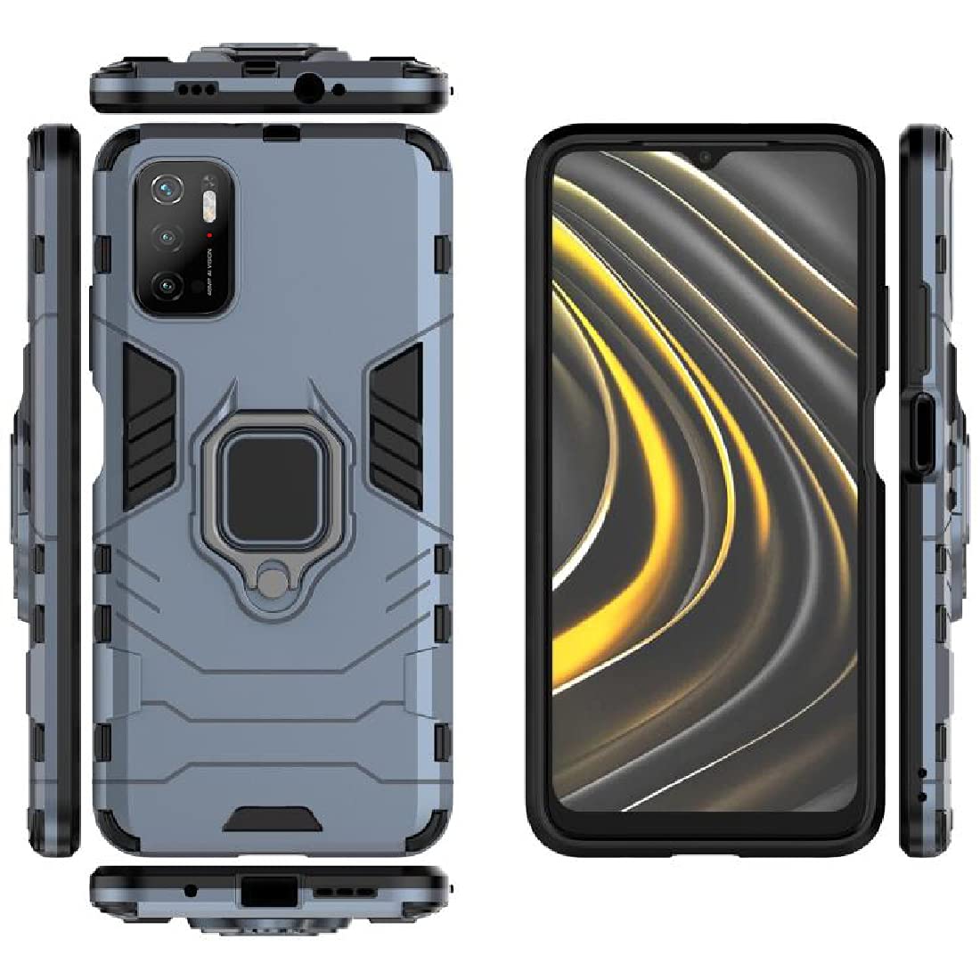 Hybrid Rugged Armor Kickstand Case for Mi Poco M3 Pro 5G / Redmi Note 10T 5G