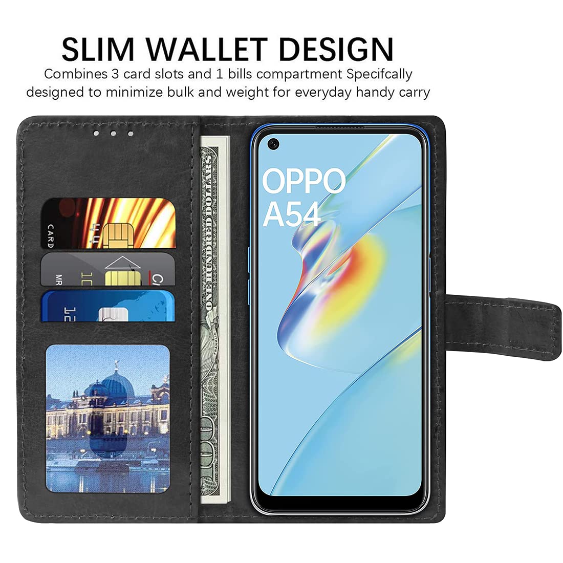 Premium Wallet Flip Cover for Oppo A54 4G