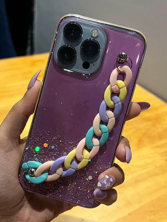 Soft Glitter Case with Chain Holder for iPhone