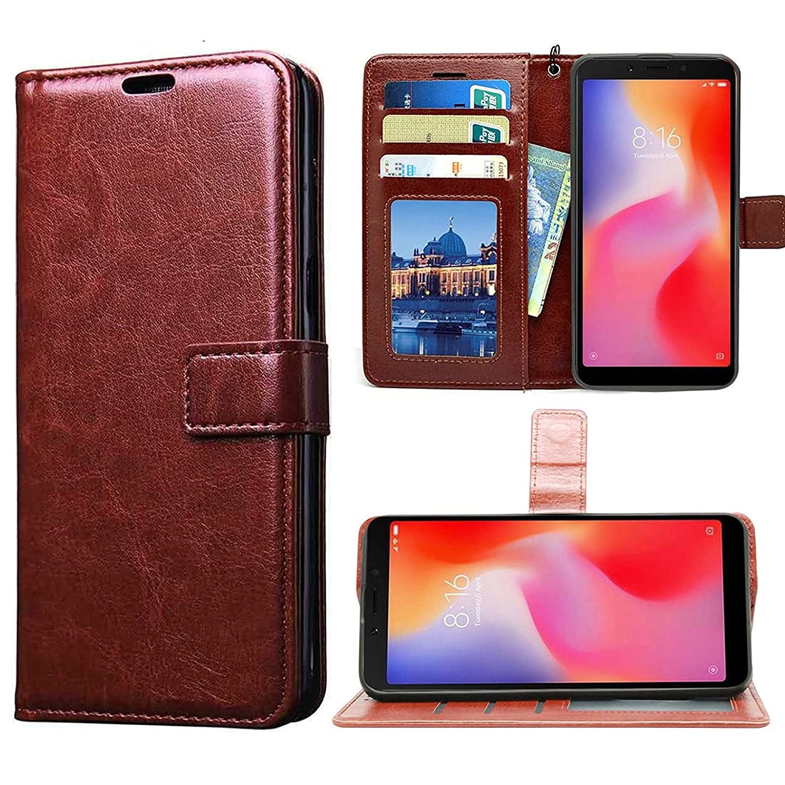 Premium Wallet Flip Cover for Mi Redmi 6A