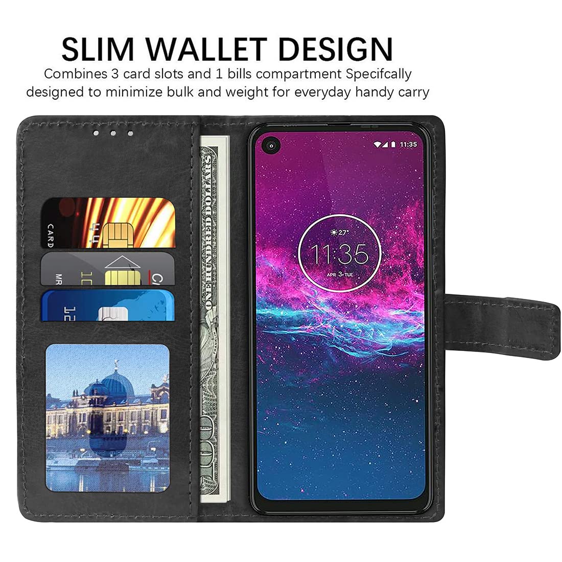 Premium Wallet Flip Cover for Motorola One Action 4G