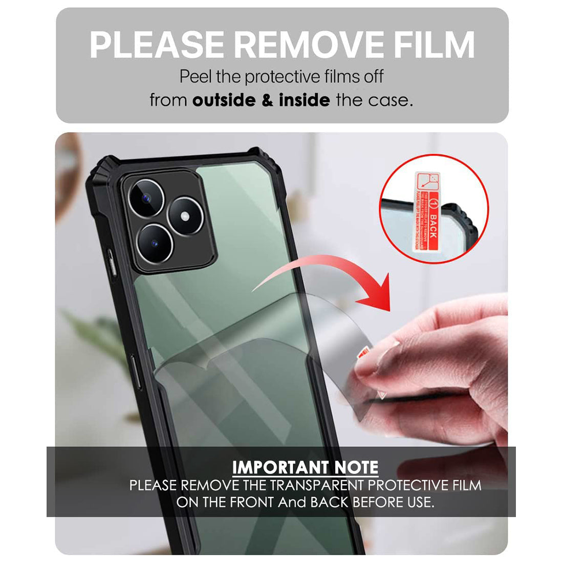 Shockproof Hybrid Cover for Realme Narzo N53 4G / C51 4G / C53 4G