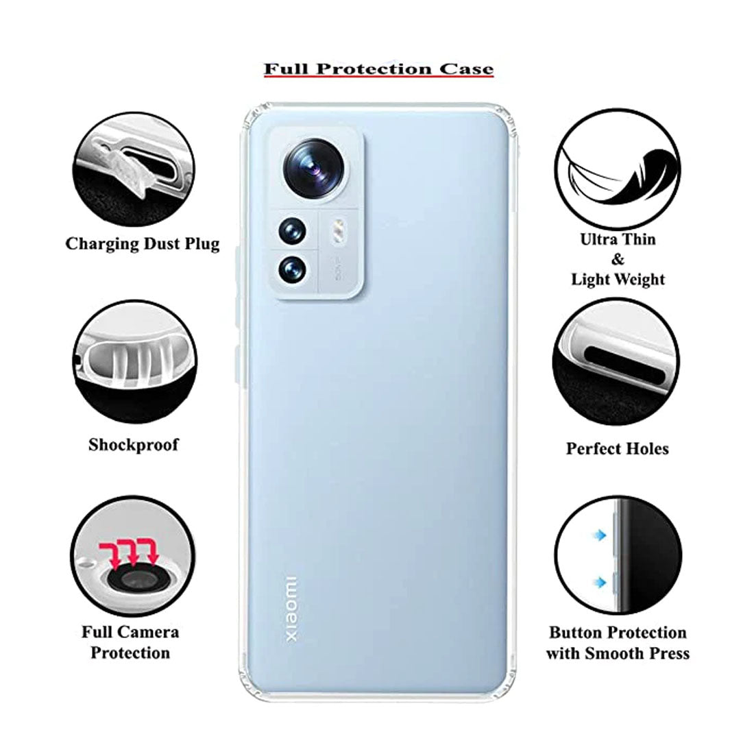 Anti Dust Plug Back Case Cover for Xiaomi 12 Pro 5G