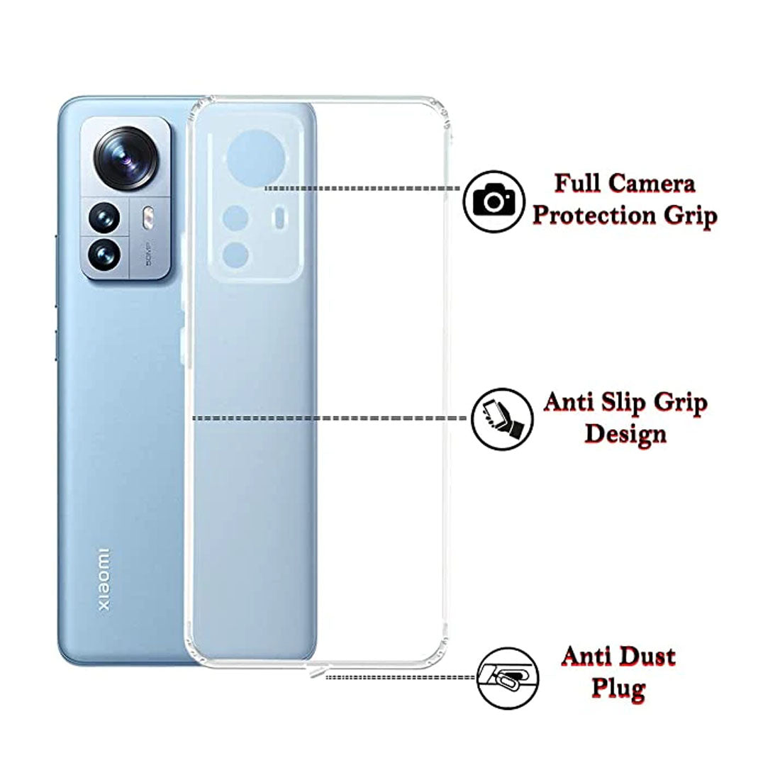 Anti Dust Plug Back Case Cover for Xiaomi 12 Pro 5G