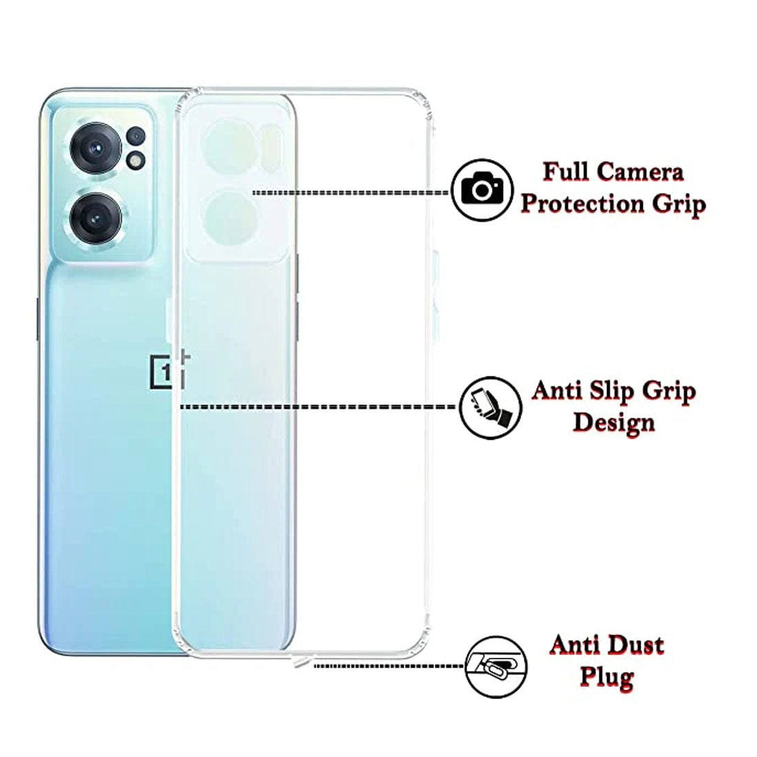 Anti Dust Plug Back Case Cover for OnePlus Nord CE 2 5G