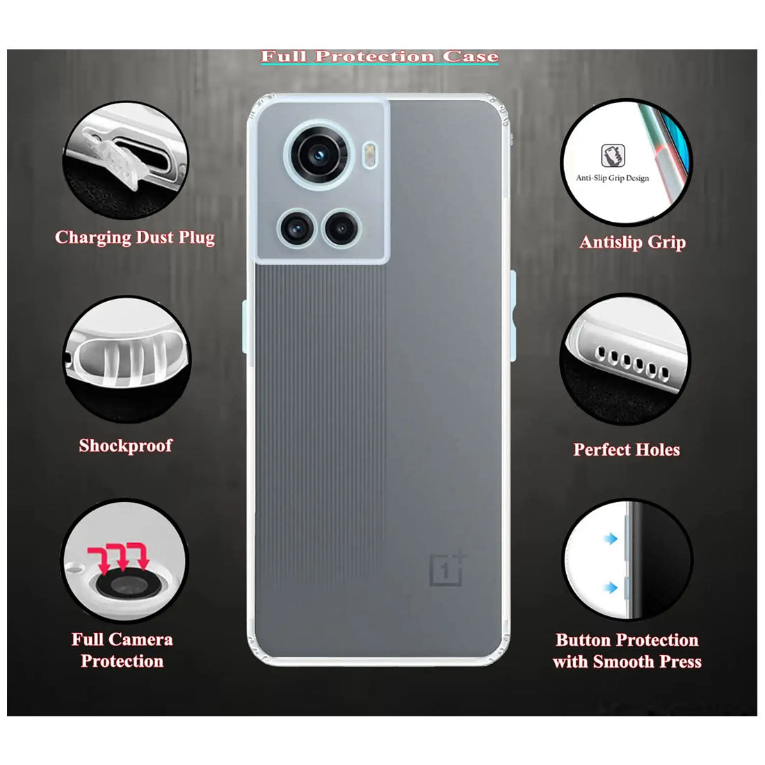 Anti Dust Plug Back Case Cover for OnePlus 10R 5G