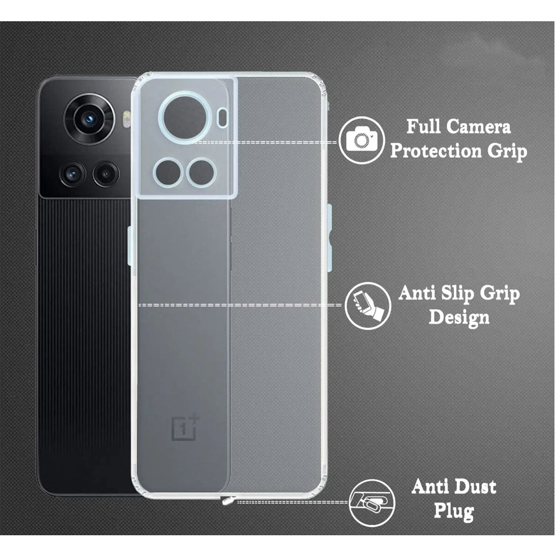 Anti Dust Plug Back Case Cover for OnePlus 10R 5G