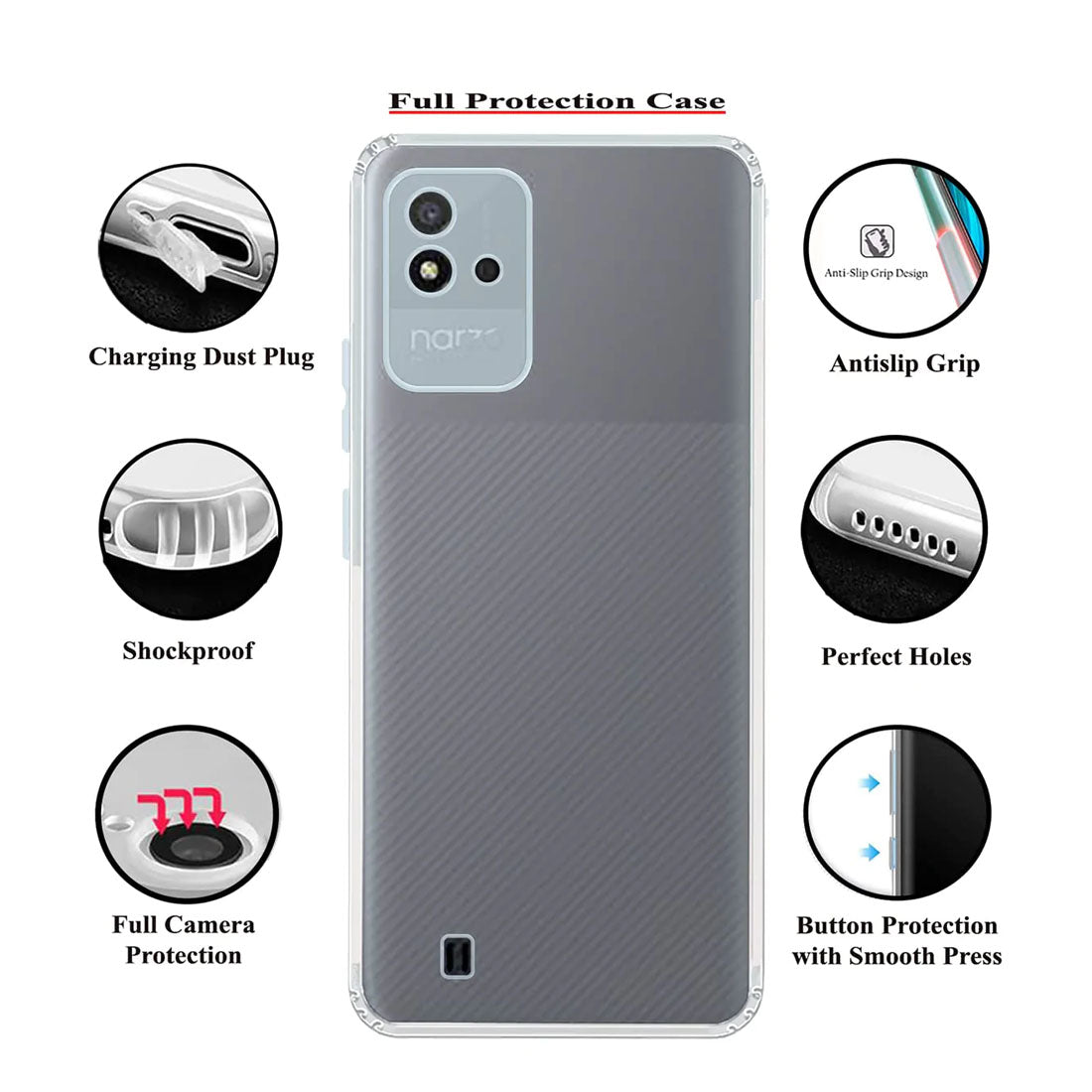 Anti Dust Plug Back Case Cover for Realme Narzo 50i 4G