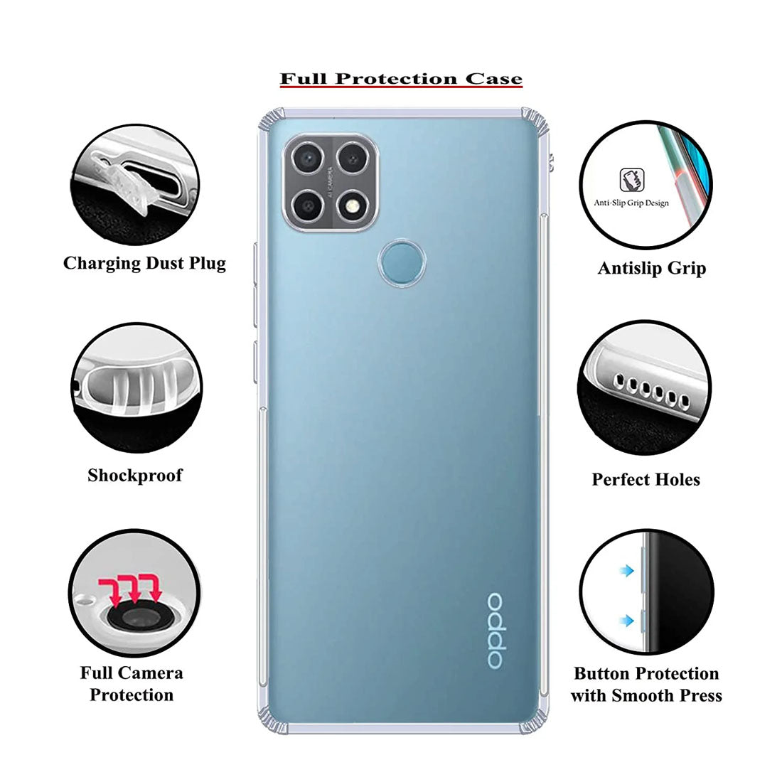Anti Dust Plug Back Case Cover for Oppo A15 4G / A15S 4G
