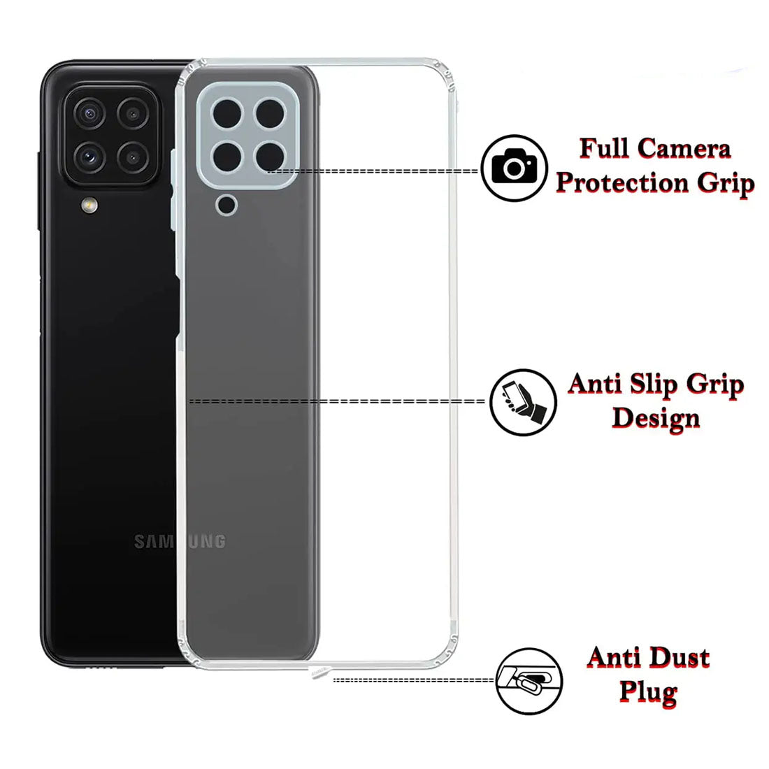 Anti Dust Plug Back Case Cover for Samsung Galaxy A22 4G