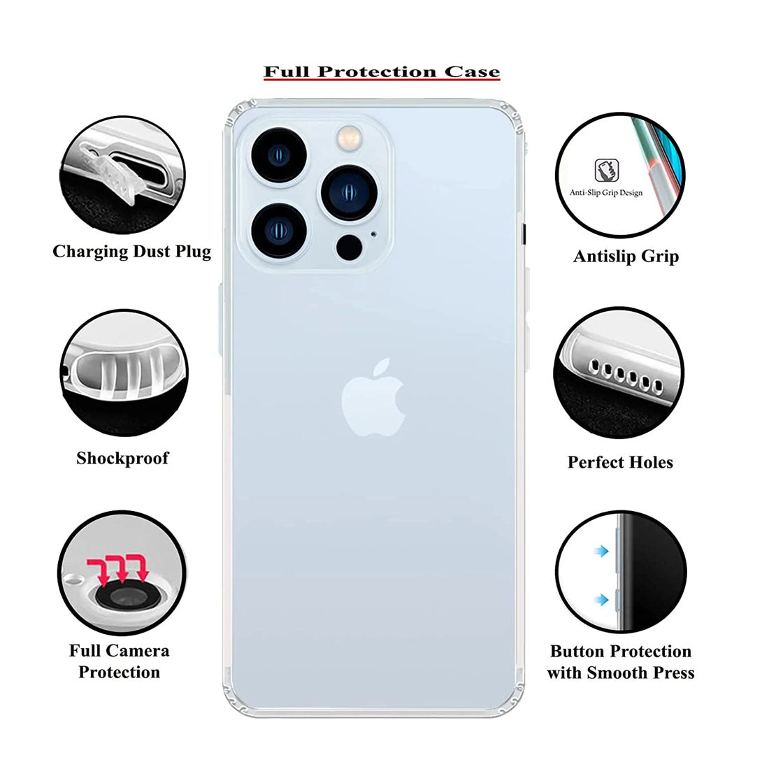 Anti Dust Plug Back Case Cover for Apple iPhone 13 Pro