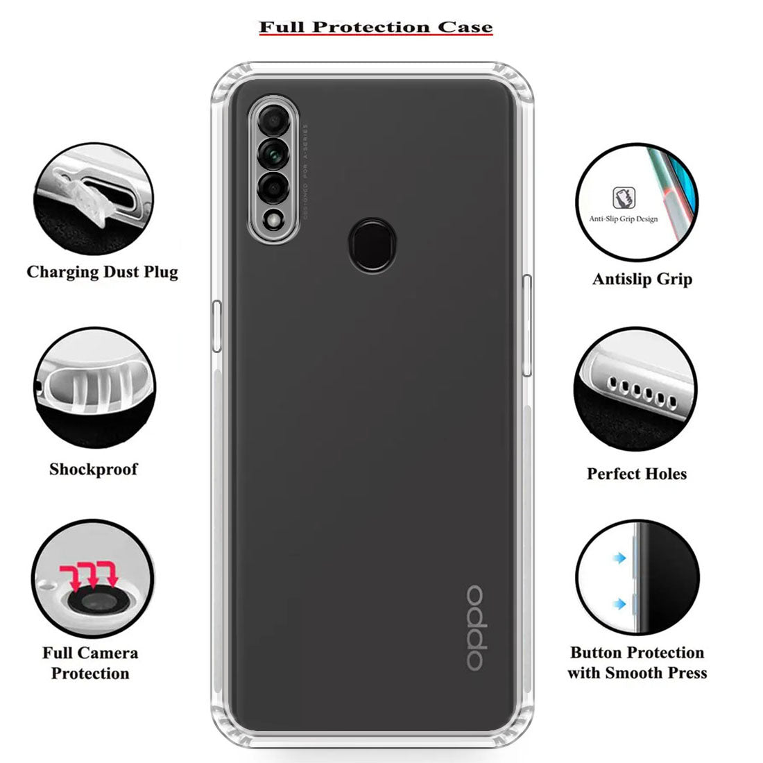 Anti Dust Plug Back Case Cover for Oppo A8 4G