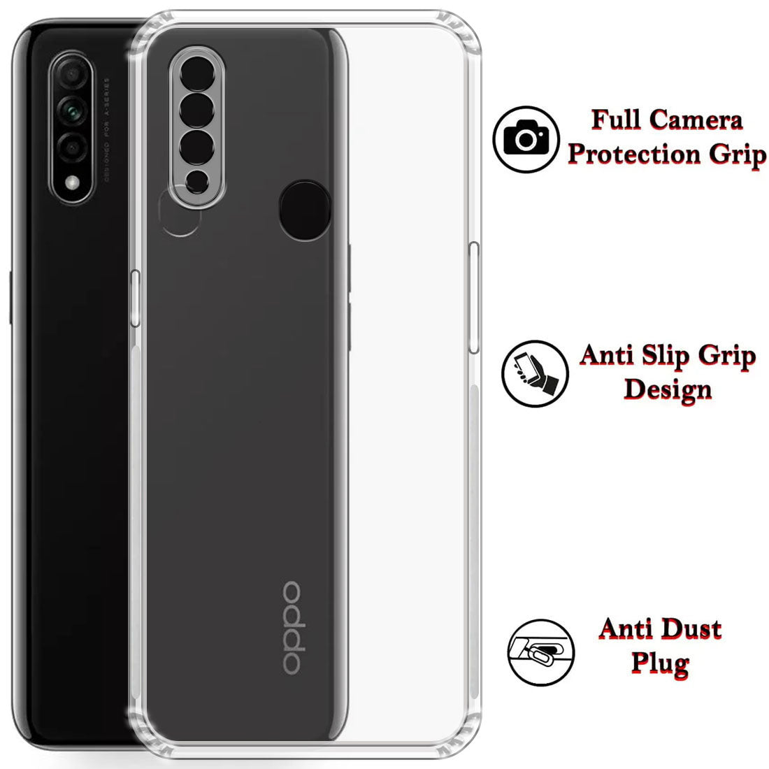 Anti Dust Plug Back Case Cover for Oppo A8 4G