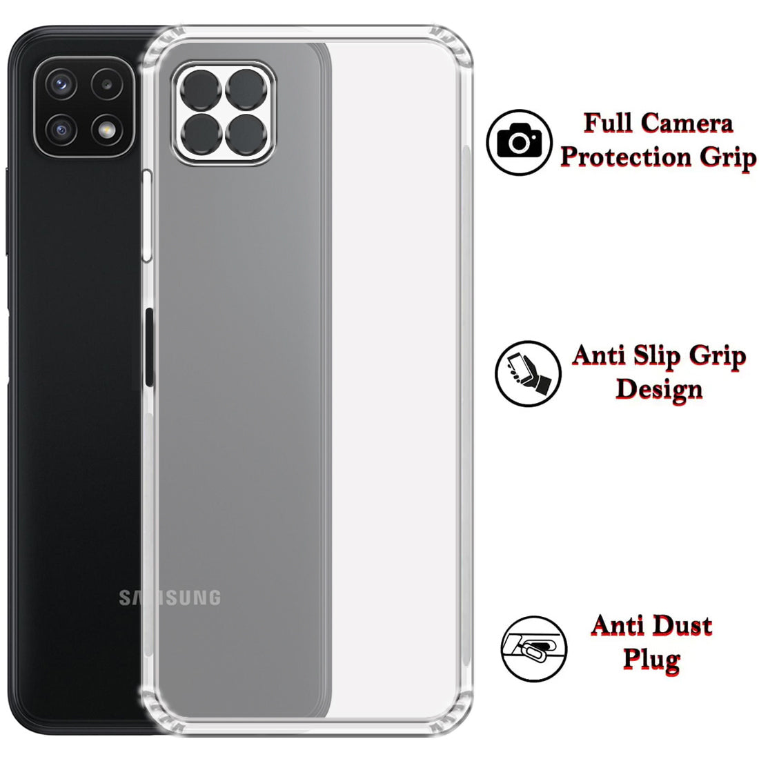 Anti Dust Plug Back Case Cover for Samsung Galaxy A22 5G / F42 5G