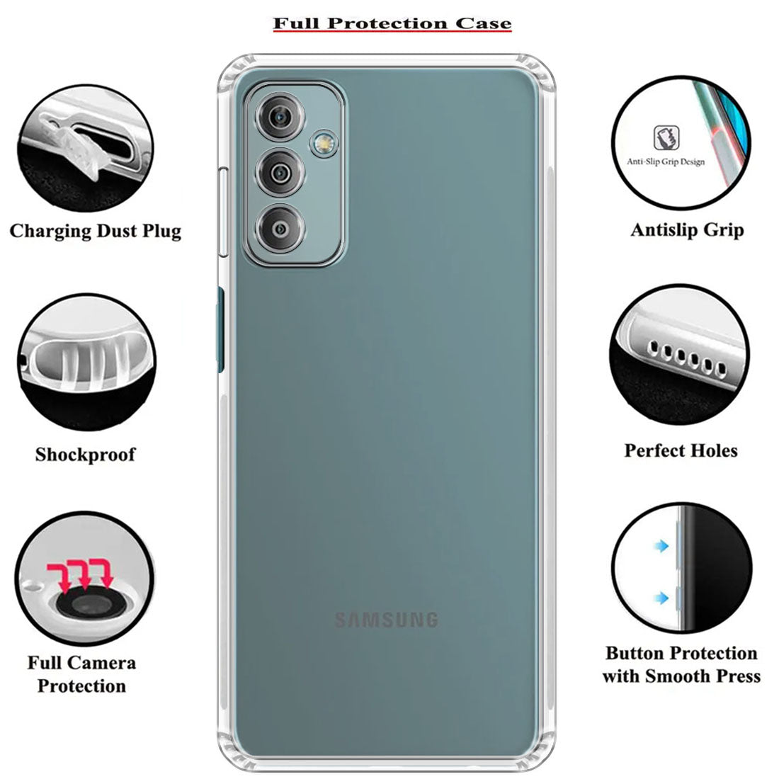 Anti Dust Plug Back Case Cover for Samsung Galaxy F23 4G