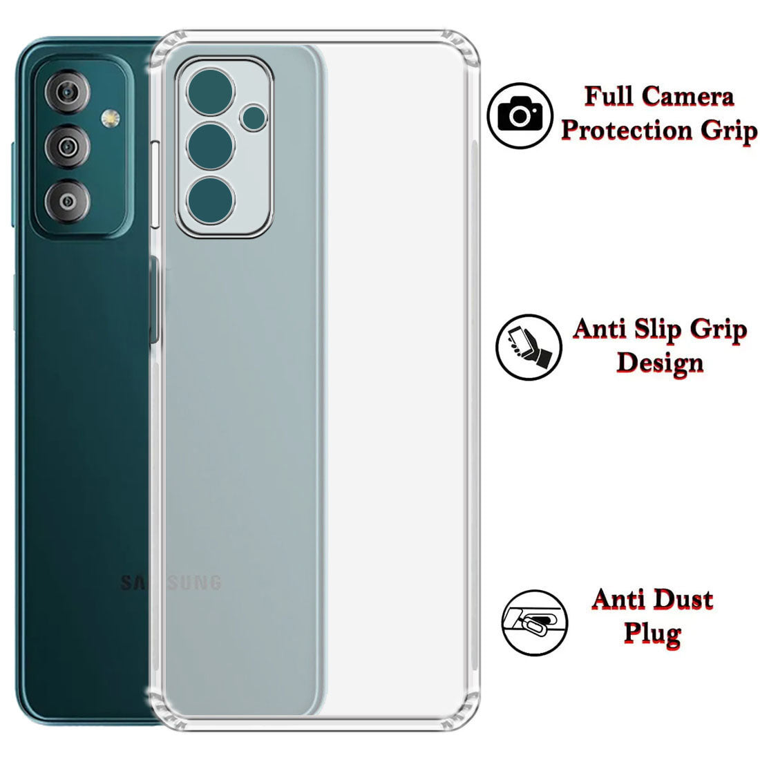Anti Dust Plug Back Case Cover for Samsung Galaxy F23 4G