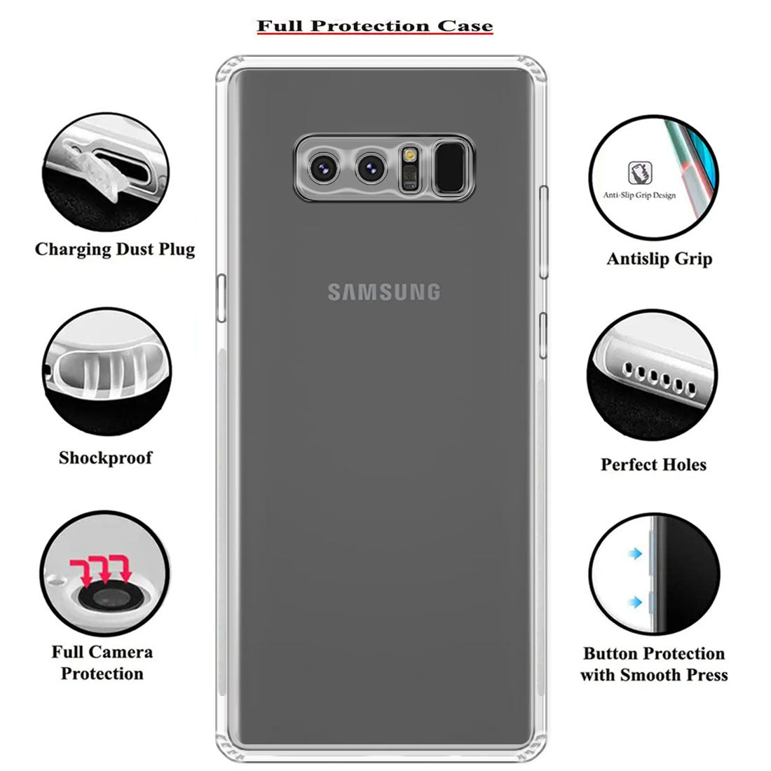 Anti Dust Plug Back Case Cover for Samsung Galaxy Note 8 4G