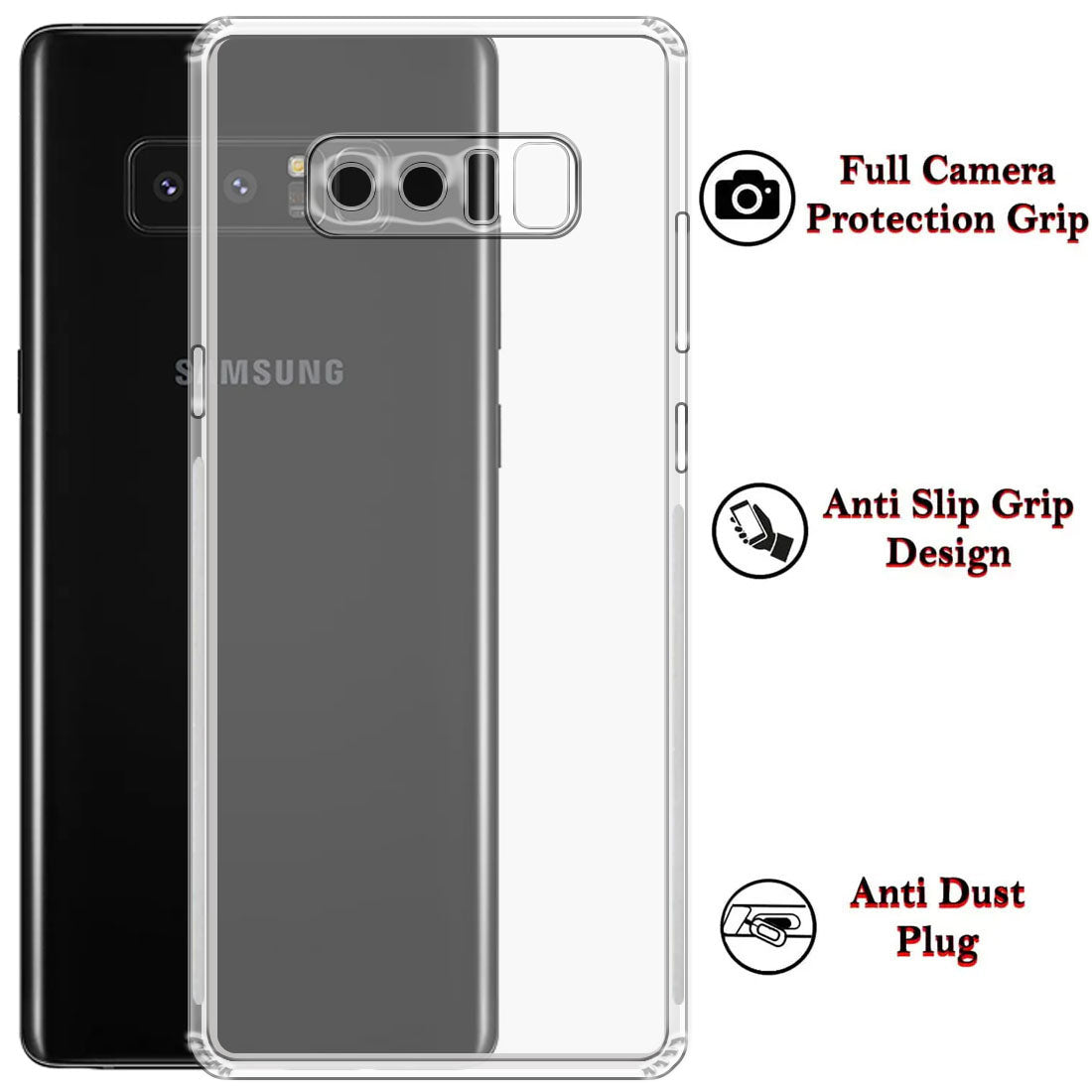 Anti Dust Plug Back Case Cover for Samsung Galaxy Note 8 4G