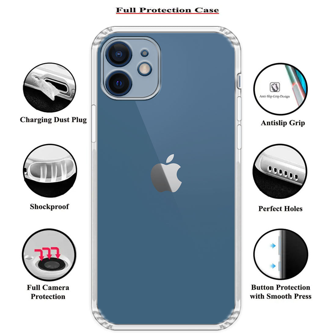 Anti Dust Plug Back Case Cover for Apple iPhone 12