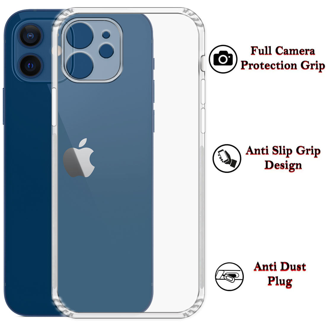 Anti Dust Plug Back Case Cover for Apple iPhone 12