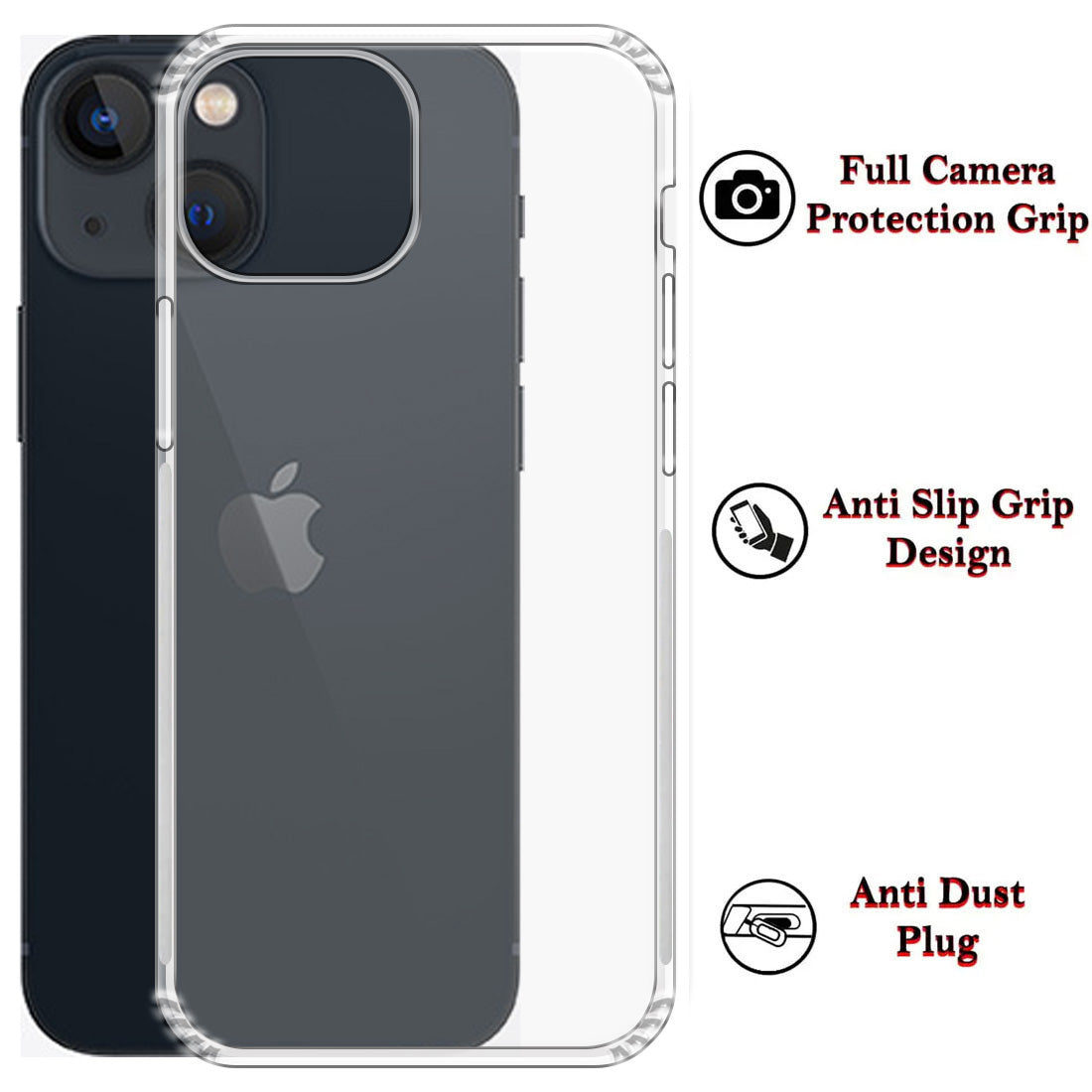 Anti Dust Plug Back Case Cover for Apple iPhone 13 Mini
