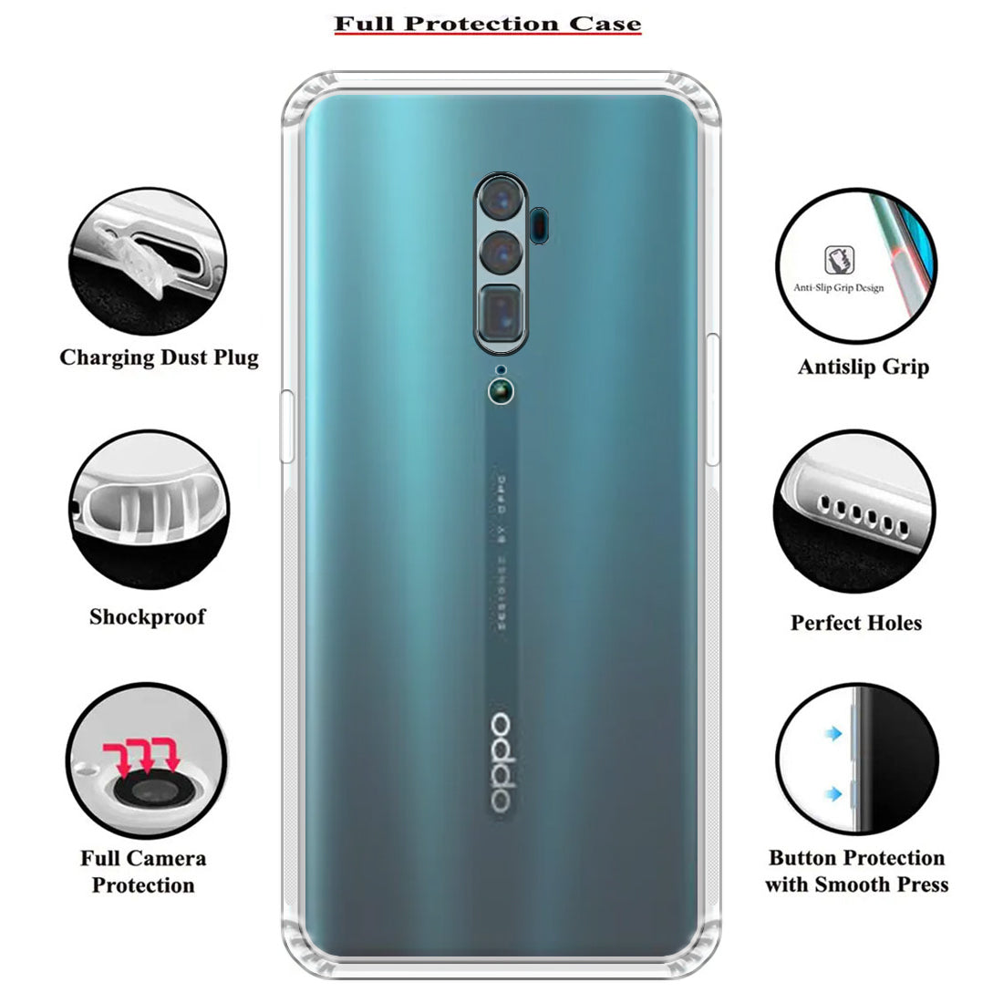 Anti Dust Plug Back Case Cover for Oppo Reno 10x Zoom 4G