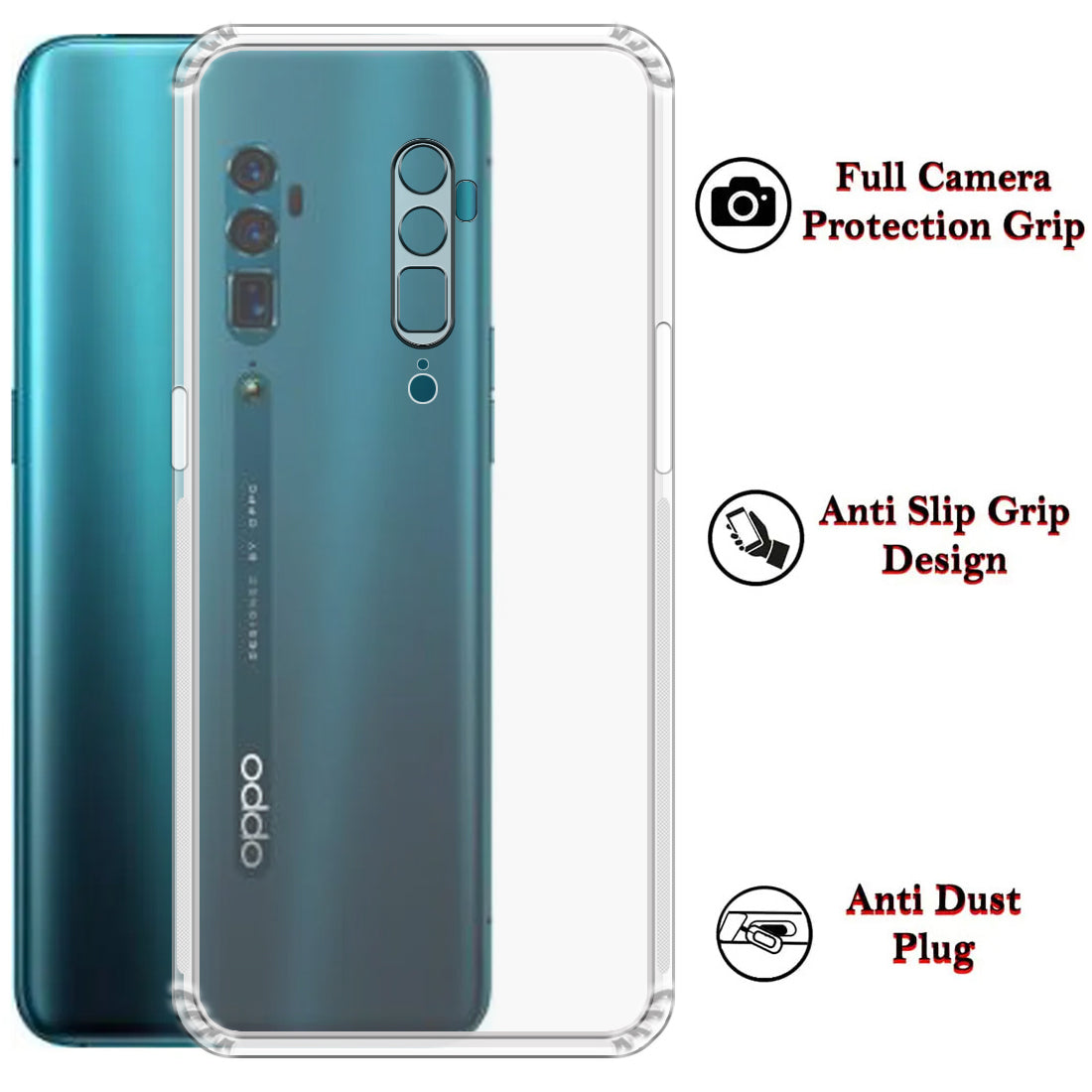 Anti Dust Plug Back Case Cover for Oppo Reno 10x Zoom 4G