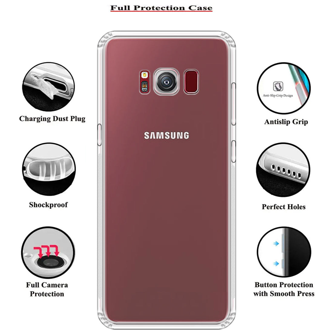 Anti Dust Plug Back Case Cover for Samsung Galaxy S8 4G