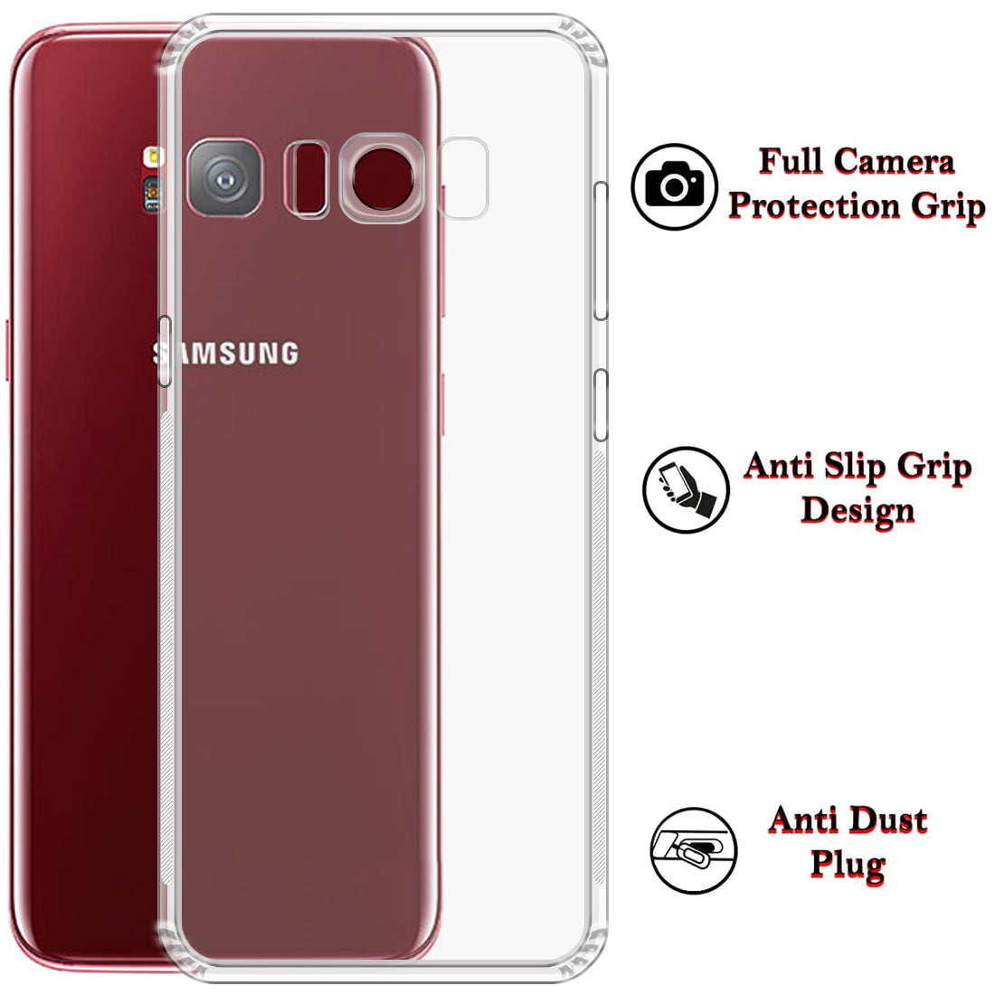 Anti Dust Plug Back Case Cover for Samsung Galaxy S8 4G