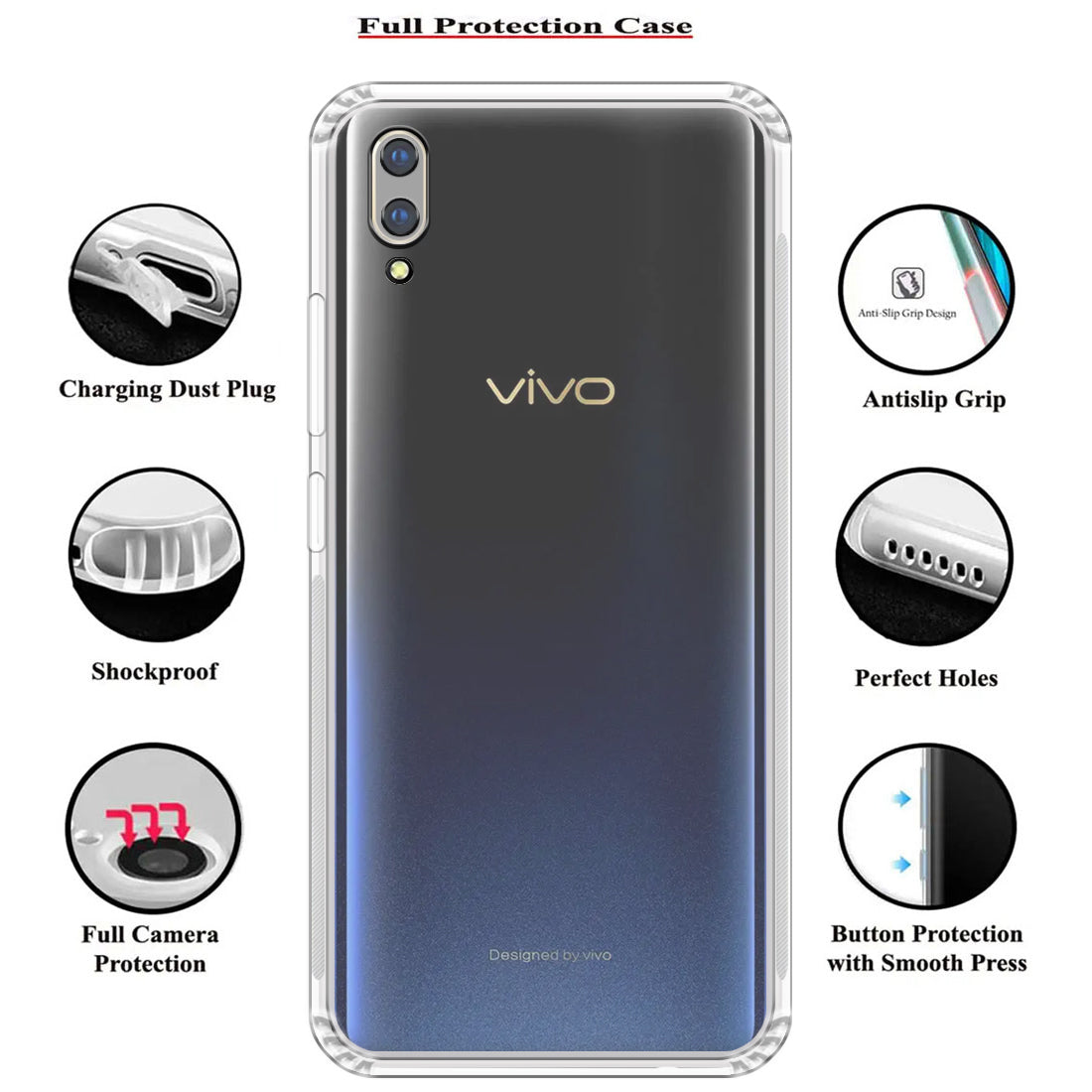 Anti Dust Plug Back Case Cover for Vivo V11 Pro 4G