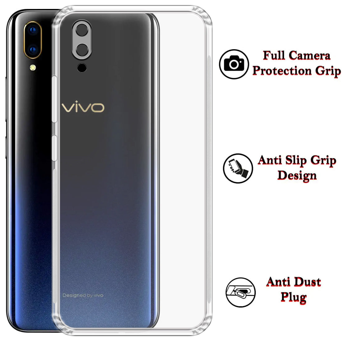 Anti Dust Plug Back Case Cover for Vivo V11 Pro 4G
