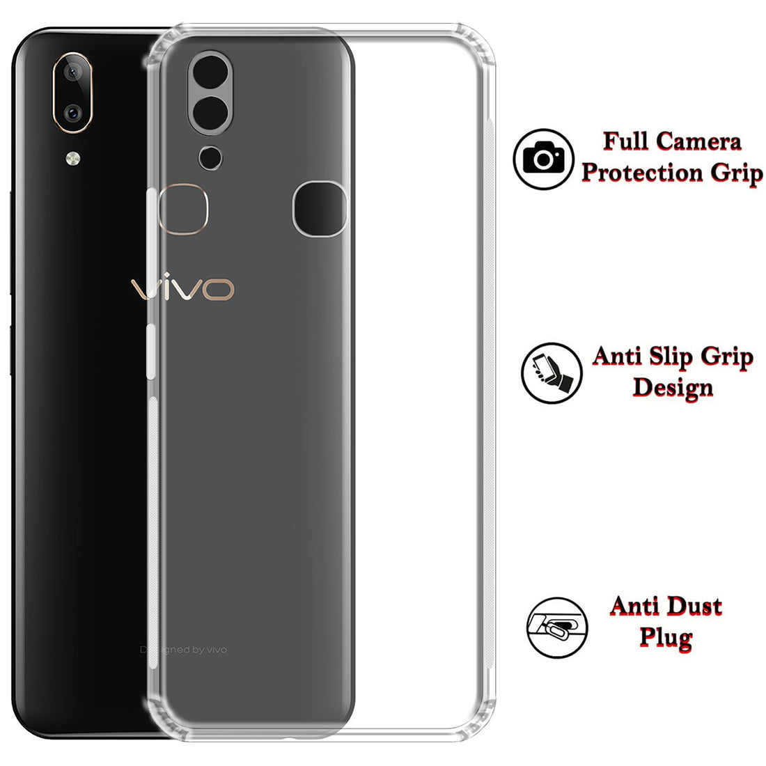Anti Dust Plug Back Case Cover for Vivo V9 4G